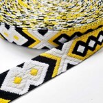 Tassenband 38/40 mm Tribal geel/zwart/wit/cream