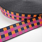 Tassenband 38/40 mm Checkers hot pink/goldfish/zwart