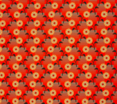 Bloemen streepjes oranje/blauw canvas