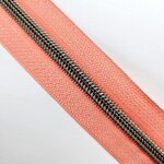 Rits peach met antiek messing/bronzen tandjes