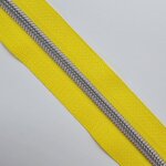 Rits geel met nikkel/zilveren tandjes