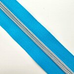 Rits azuur met nikkel/zilveren tandjes