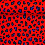 Canvas Leopard rood/kobalt