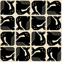 By The Seaside - Grumpy Whale - Black Unbleached Katoen