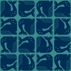 By The Seaside - Grumpy Whale - Navy Katoen