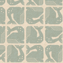 By The Seaside - Grumpy Whale - Sky Blue Unbleached Katoen