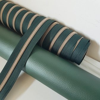 Faux leather dark green metallic