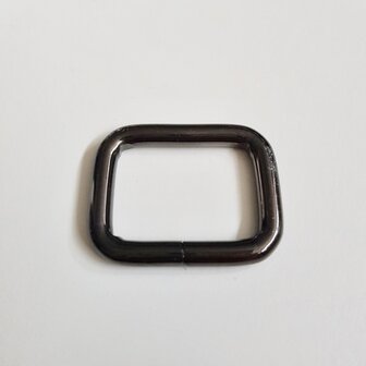 Rechthoekige passant zwart nikkel binnenmaat 25 mm