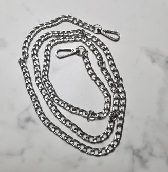 Tassenketting fijn zilver/nikkel 120 cm