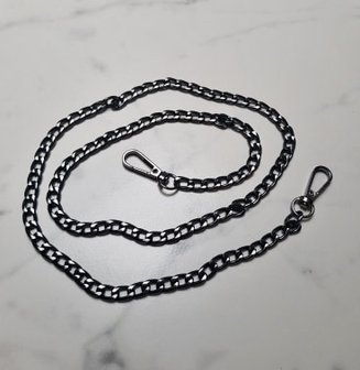 Tassenketting fijn gun black 90 cm