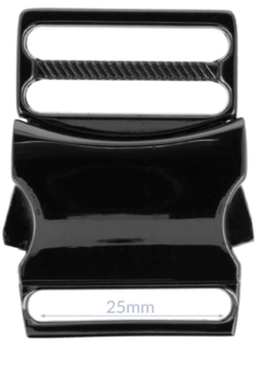 Klikgesp metaal gun black / titan 25 mm