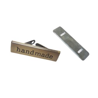 'Handmade' label brons rechthoekig