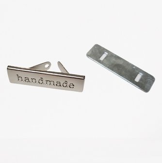 &#039;Handmade&#039; label zilver/nikkel rechthoekig