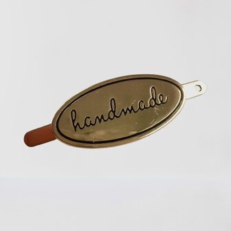 &#039;Handmade&#039; label licht goud ovaal