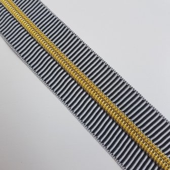 Striped zipper black/white with gold 6 mm