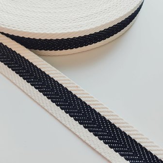 Tassenband 30 mm arrow striped ecru/zwart