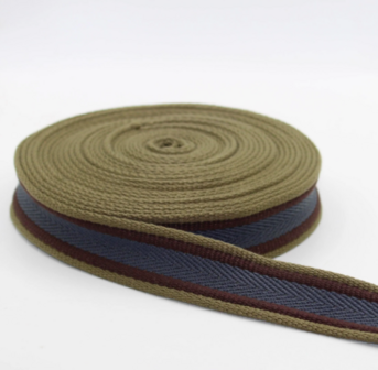 Tassenband 30 mm Old College groen/bruin/blauw