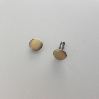 Holniet 9 mm dubbele kop antiek messing/brons - lange pin