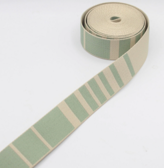 Tassenband Vertical Stripes munt/ecru 38/40 mm