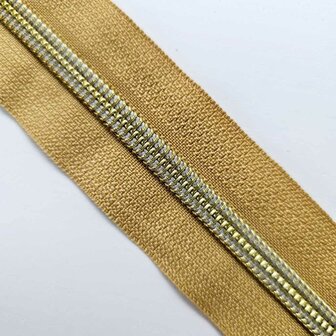 Rits &#039;goud&quot; kleur met licht gouden tandjes