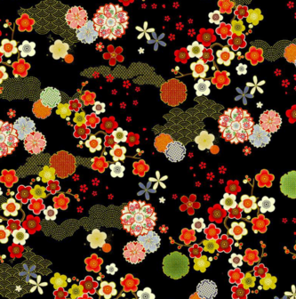 Geo Asian Floral Metallic