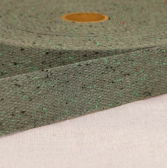 Tassenband 30 mm gem&ecirc;leerd kaki