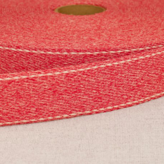 Tassenband 30 mm met stiksel rood