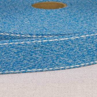 Tassenband 30 mm met stiksel blauw