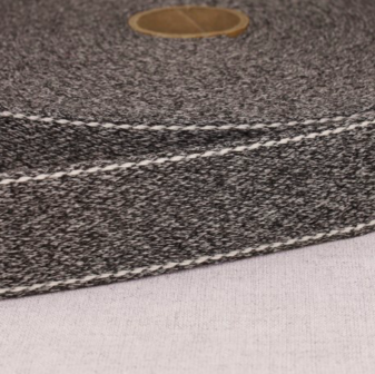Tassenband 30 mm met stiksel donker grijs