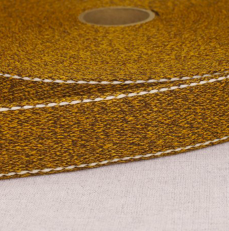 Tassenband 30 mm met stiksel mosterd