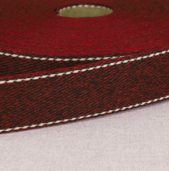 Tassenband 30 mm met stiksel bordeaux