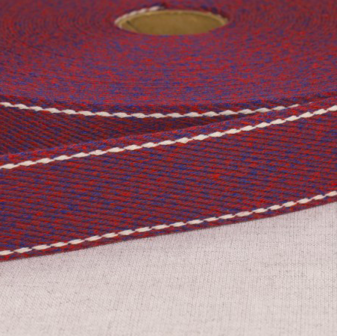 Tassenband 30 mm met stiksel framboos
