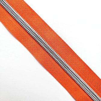 Rits goldfish/oranje met nikkel/zilveren tandjes