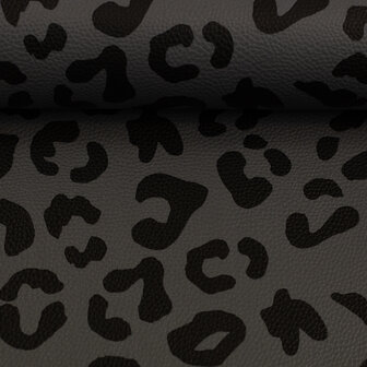 Kunstleer Leopard Grijs/Zwart
