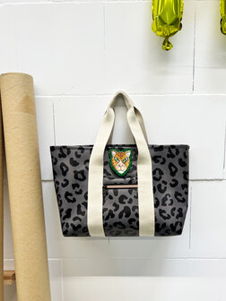 Kunstleer Leopard Grijs/Zwart