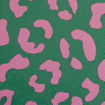 Kunstleer Leopard Groen/Roze