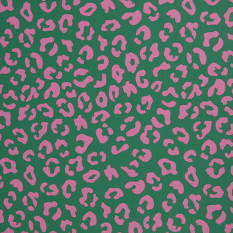 Kunstleer Leopard Groen/Roze