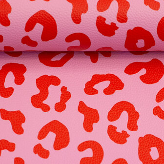 Kunstleer Leopard Rood/Roze