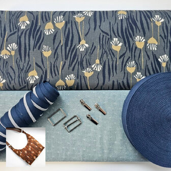 DIY pakket - Esmee tas Flowers Charcoal / Storm