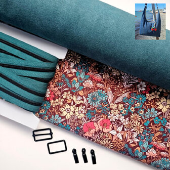 DIY pakket - Esmee tas Heavy Canvas Petrol / Garden Burgundy