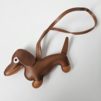 Bag Charm Hond cognac
