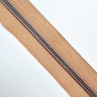 Rits sand met antiek messing/bronzen tandjes