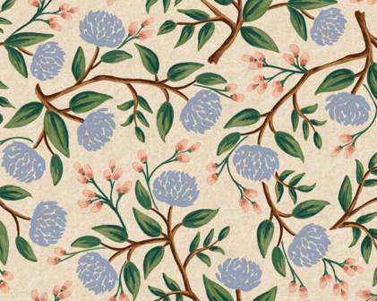 Wildwood - Peonies - Cream Canvas Fabric