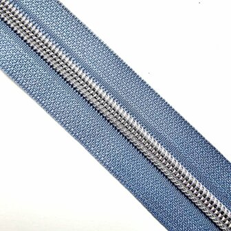 Rits sky met nikkel/zilveren tandjes