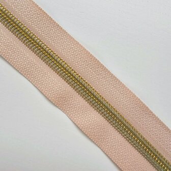 Rits latte met antiek messing/bronzen tandjes