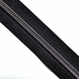 Rits zwart met gun black tandjes