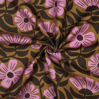 Canvas Bloemen Groen/Bruin/Paars