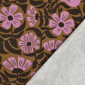 Canvas Bloemen Groen/Bruin/Paars