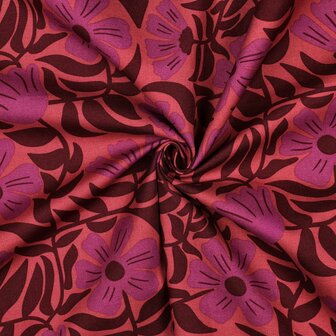 Canvas Bloemen Aubergine/Orchid