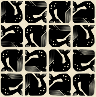 By The Seaside - Grumpy Whale - Black Unbleached Katoen